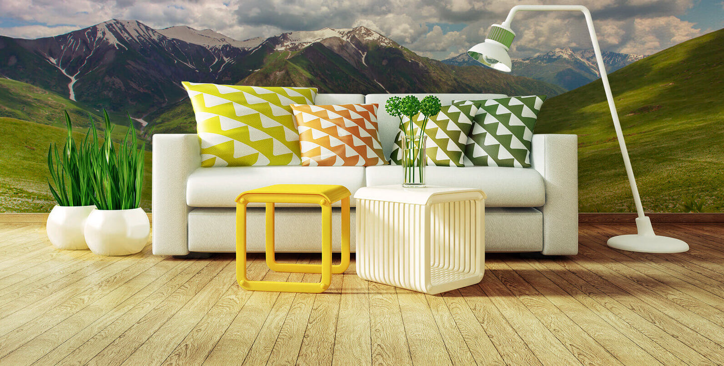 printed mountain on wall mural
