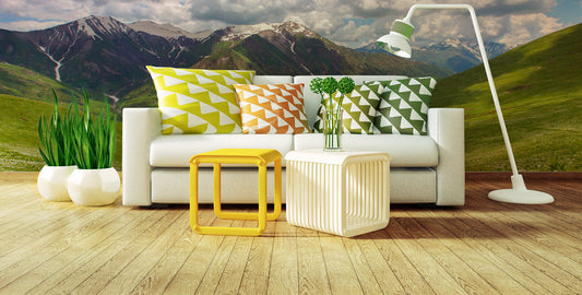 printed mountain on wall mural